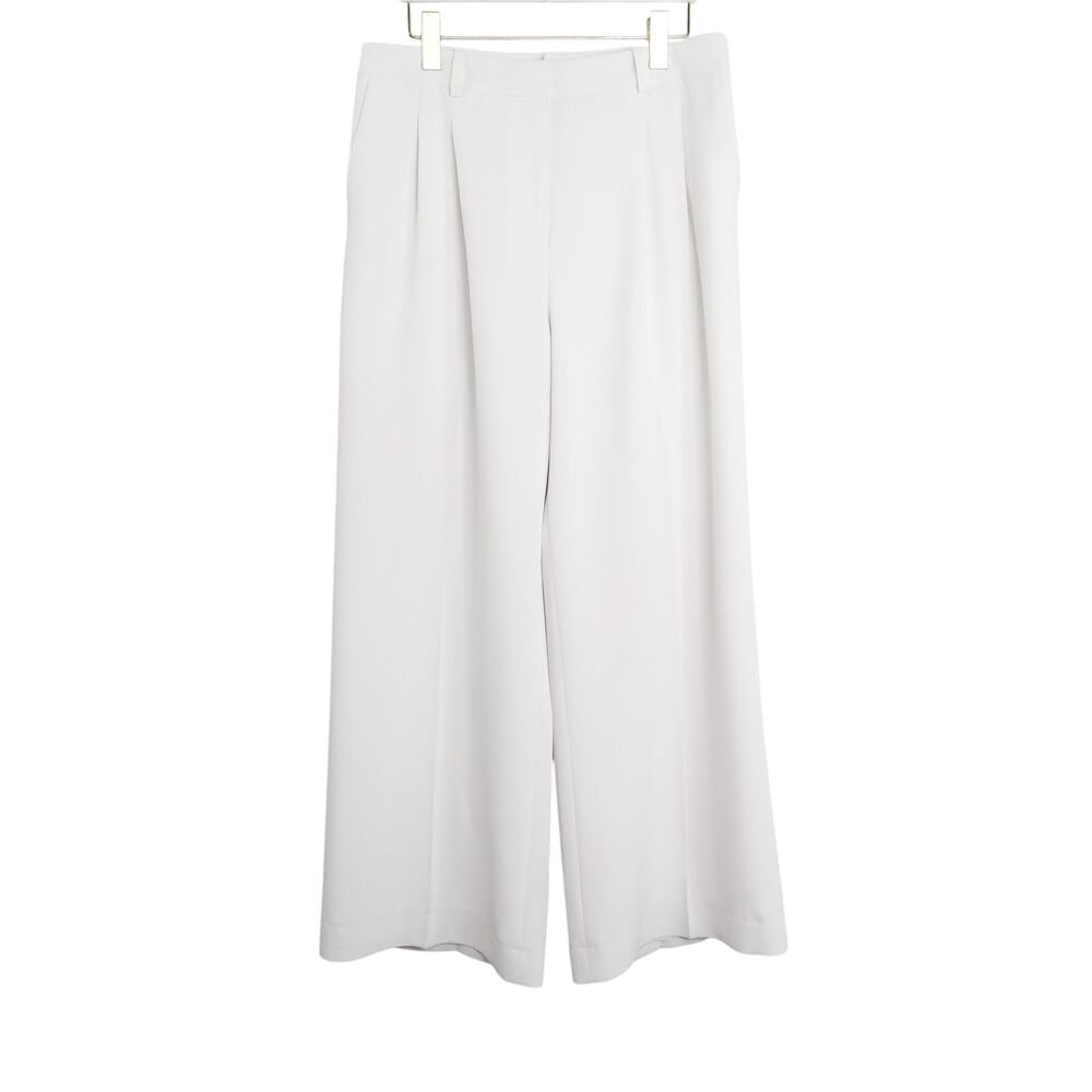 DKNY White Pleated Wide Leg Trouser Pants Size 10 High Rise Dress Pants. - Picture 2 of 6